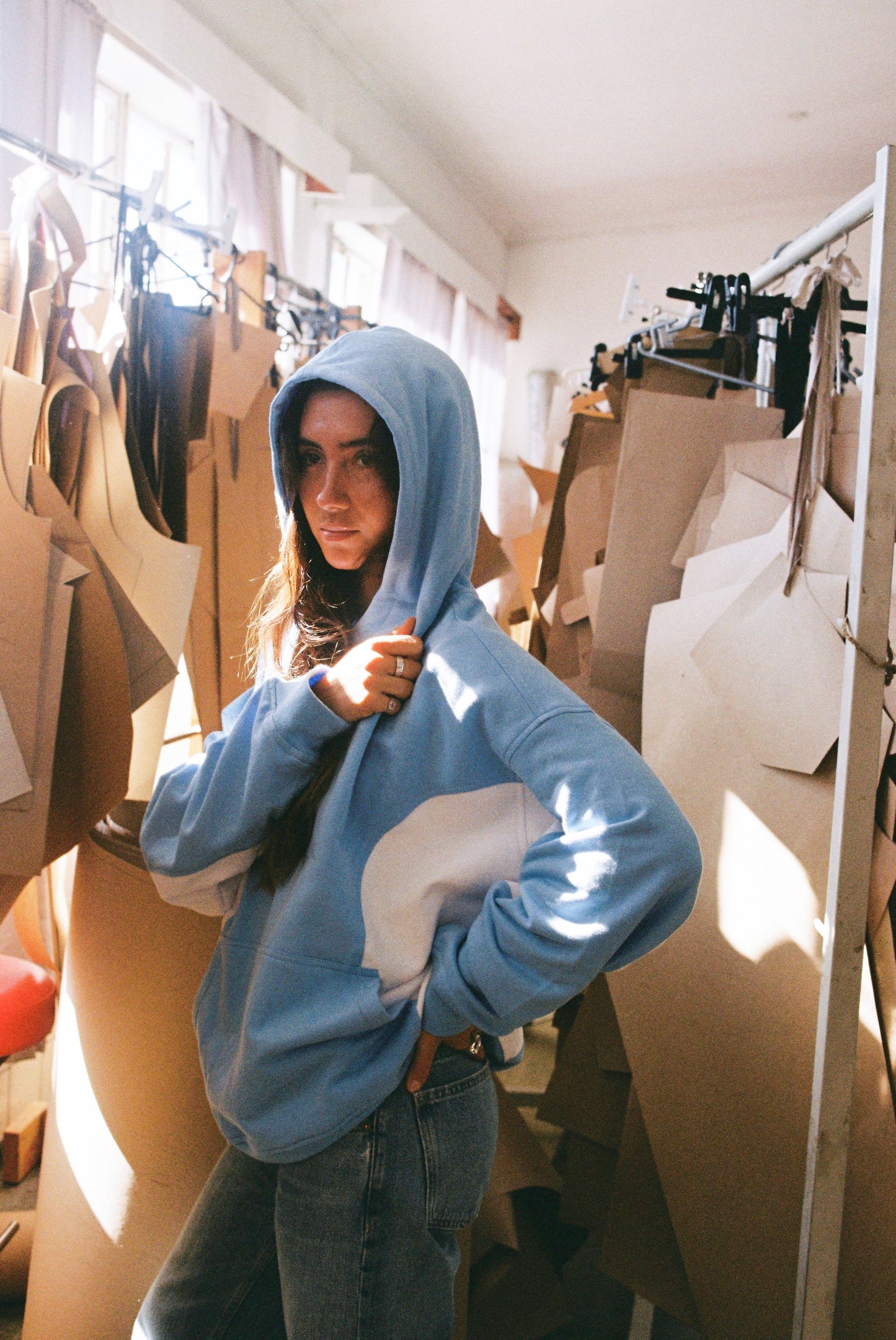 Hoodie - Sky Blue & White