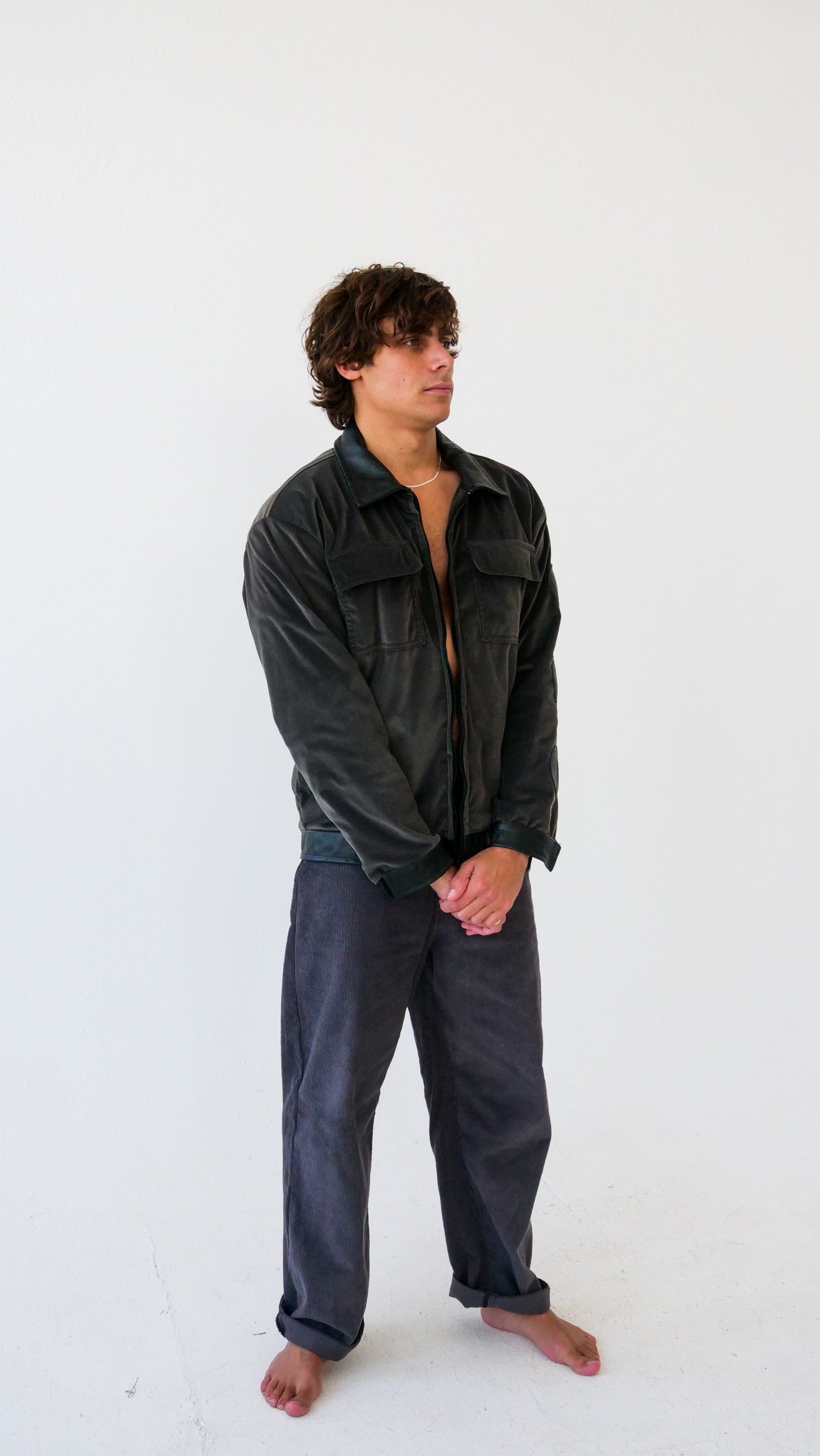 Bomber Jacket // velvet & leather