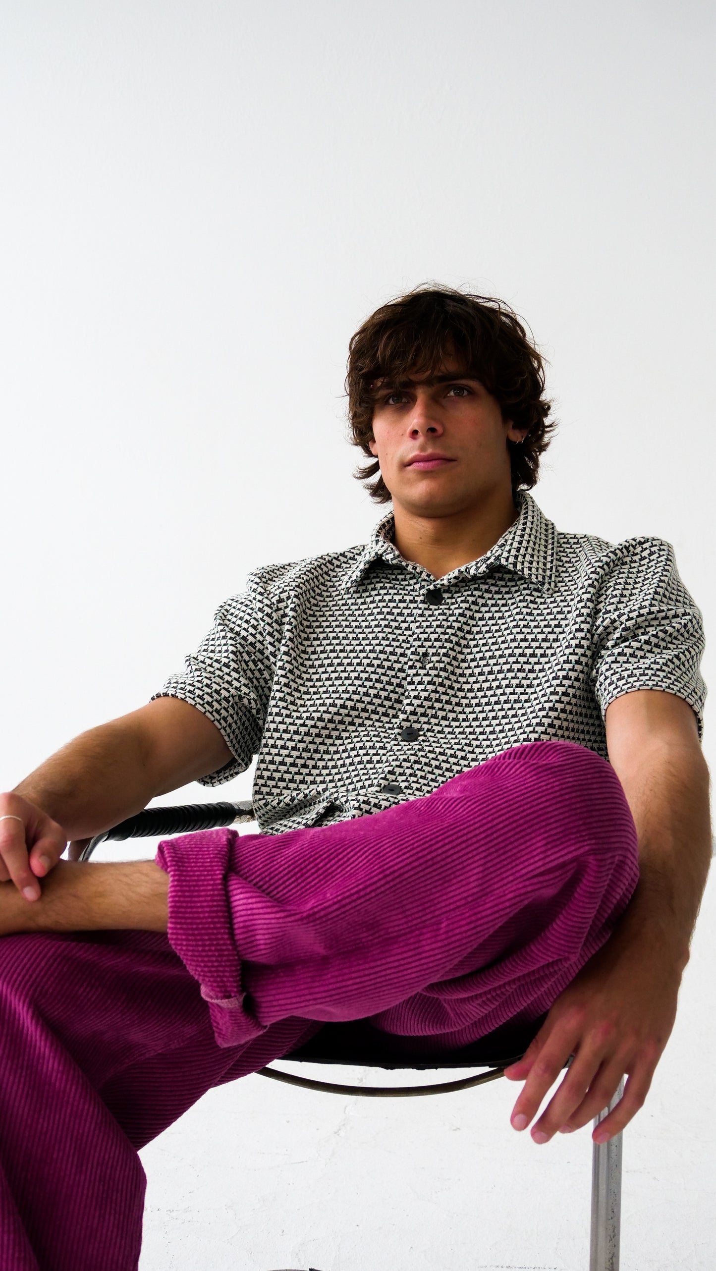 Box Shirt // Black & White Stretch