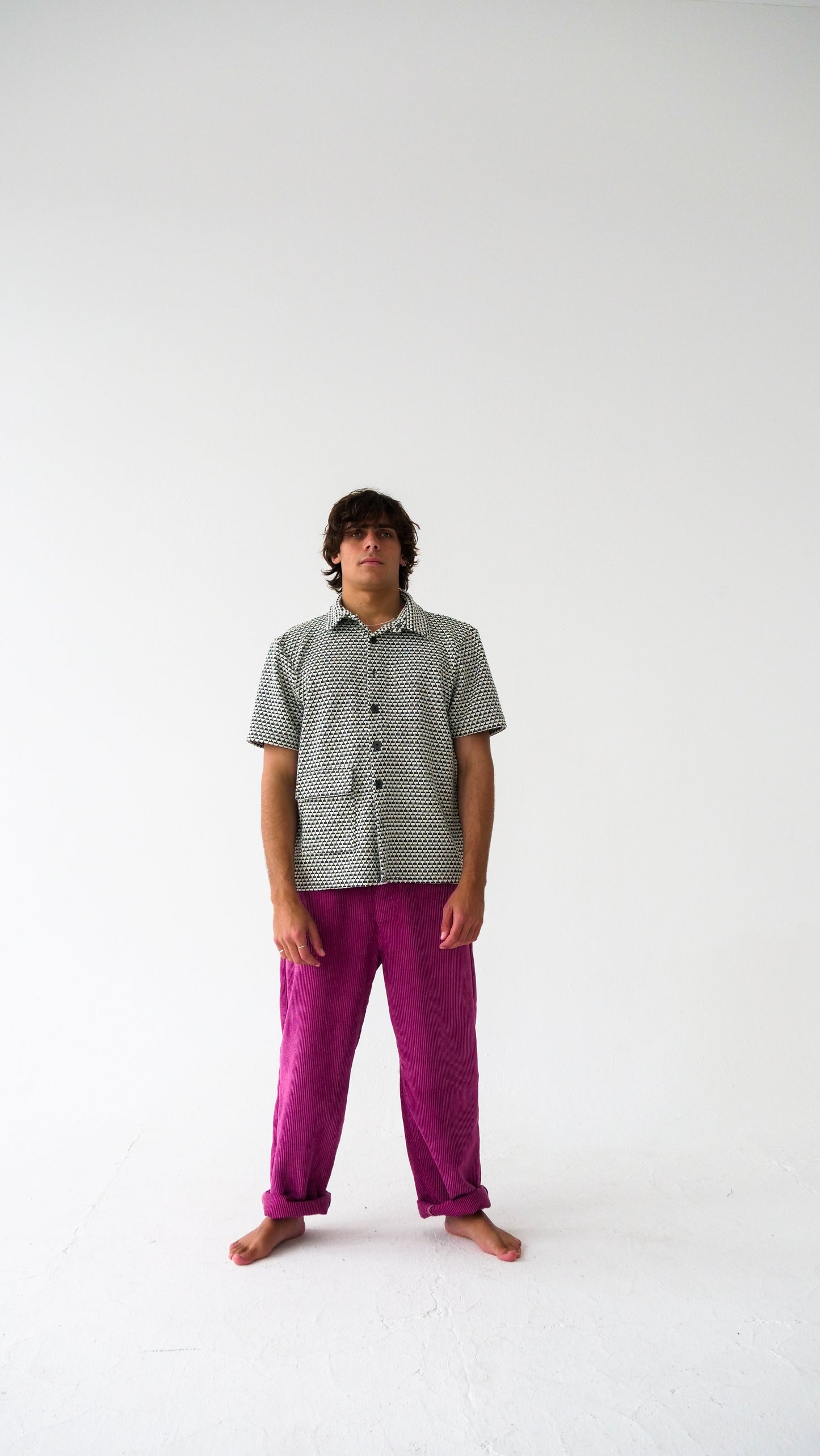 Box Shirt // Black & White Stretch