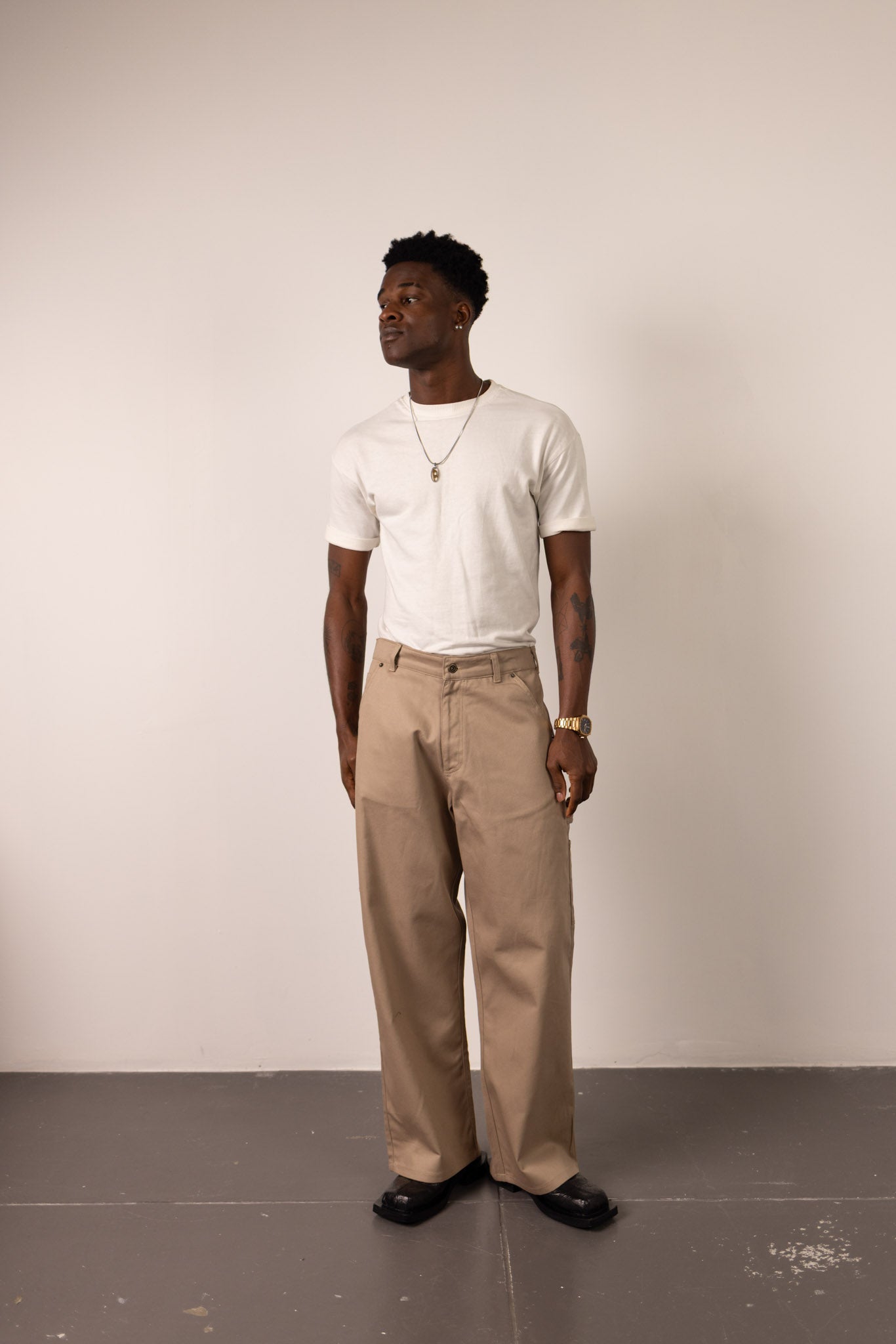 Beige Bull Denim Pants
