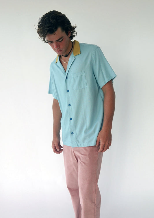 Bowler Shirt // Light Blue & Mustard