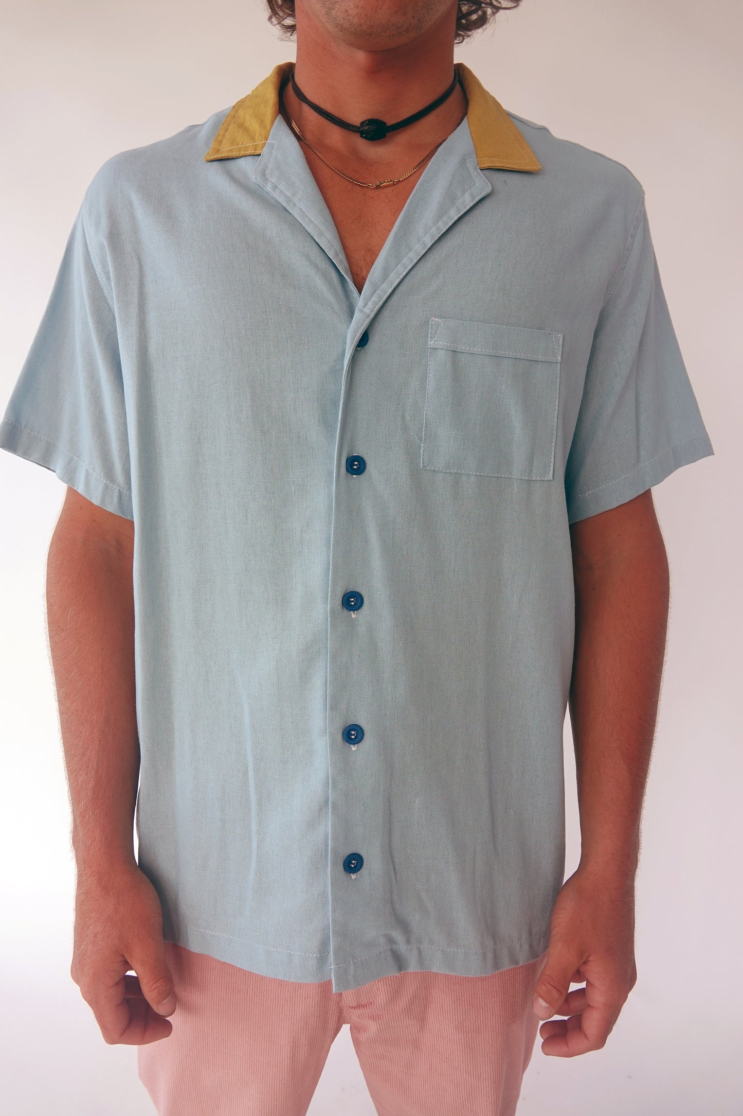 Bowler Shirt // Light Blue & Mustard