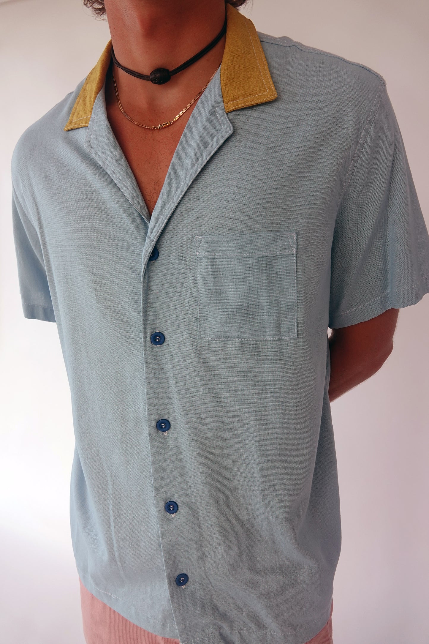 Bowler Shirt // Light Blue & Mustard