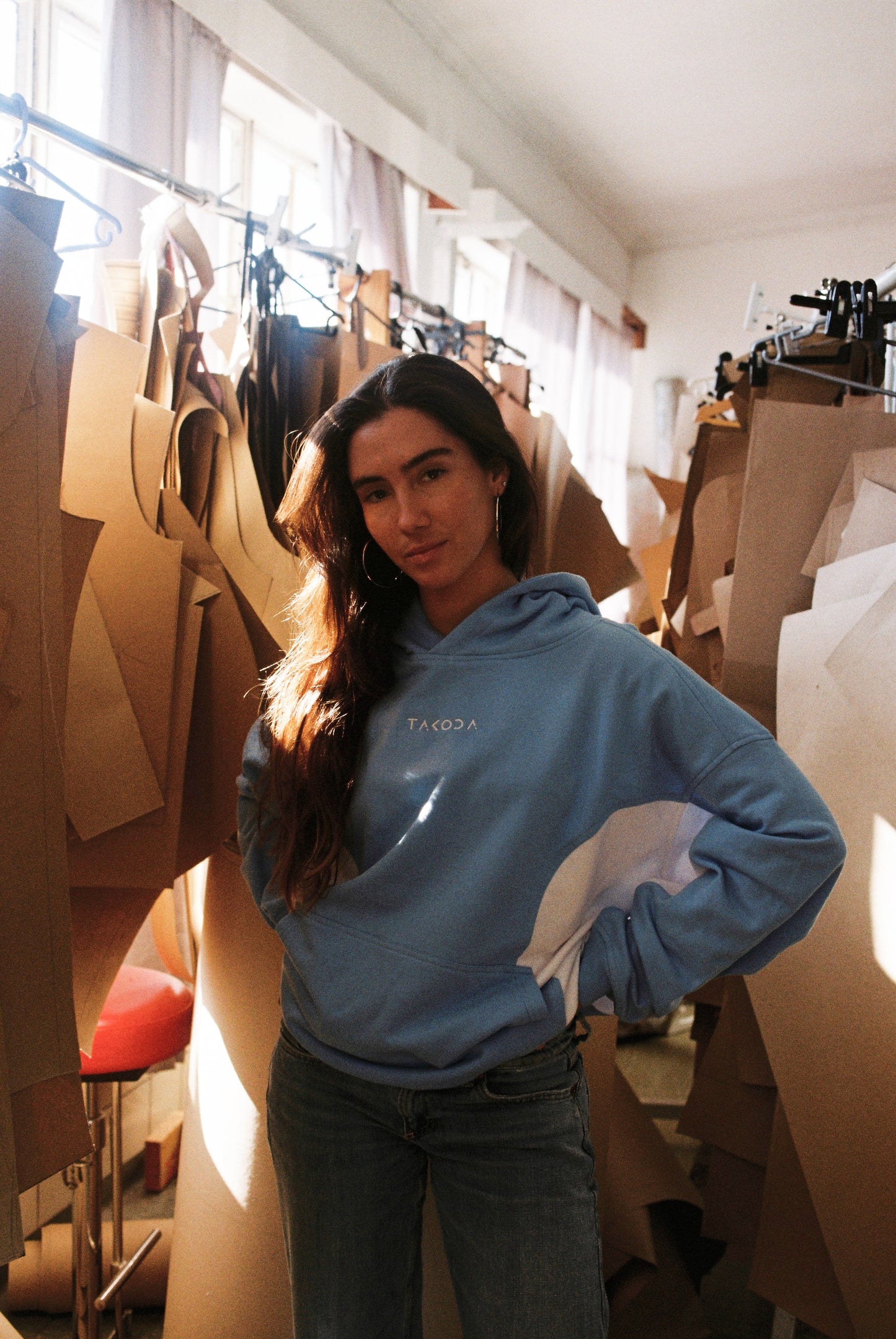 Hoodie - Sky Blue & White