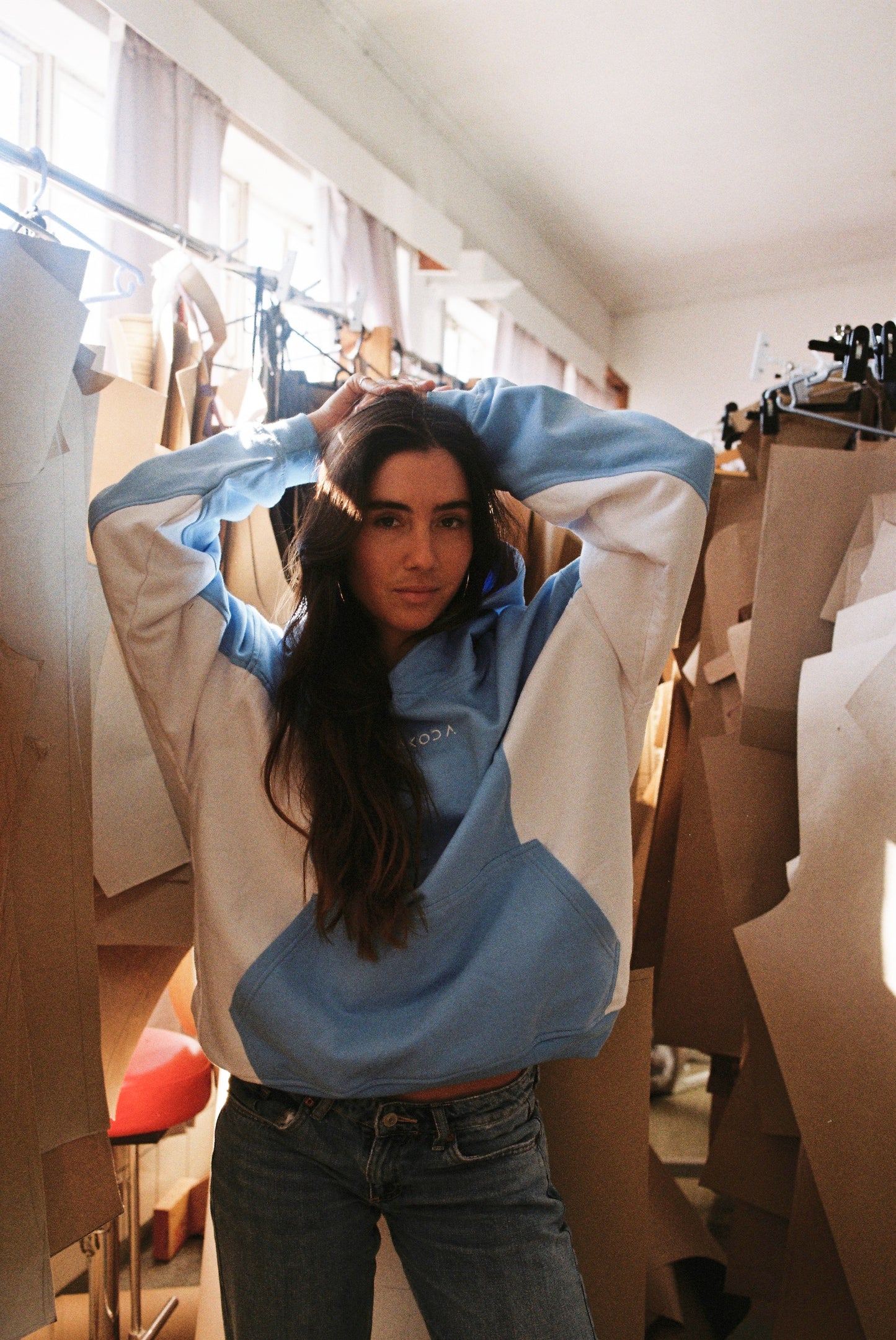 Hoodie - Sky Blue & White