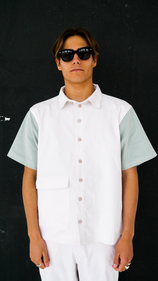 Box Shirt // White & Green