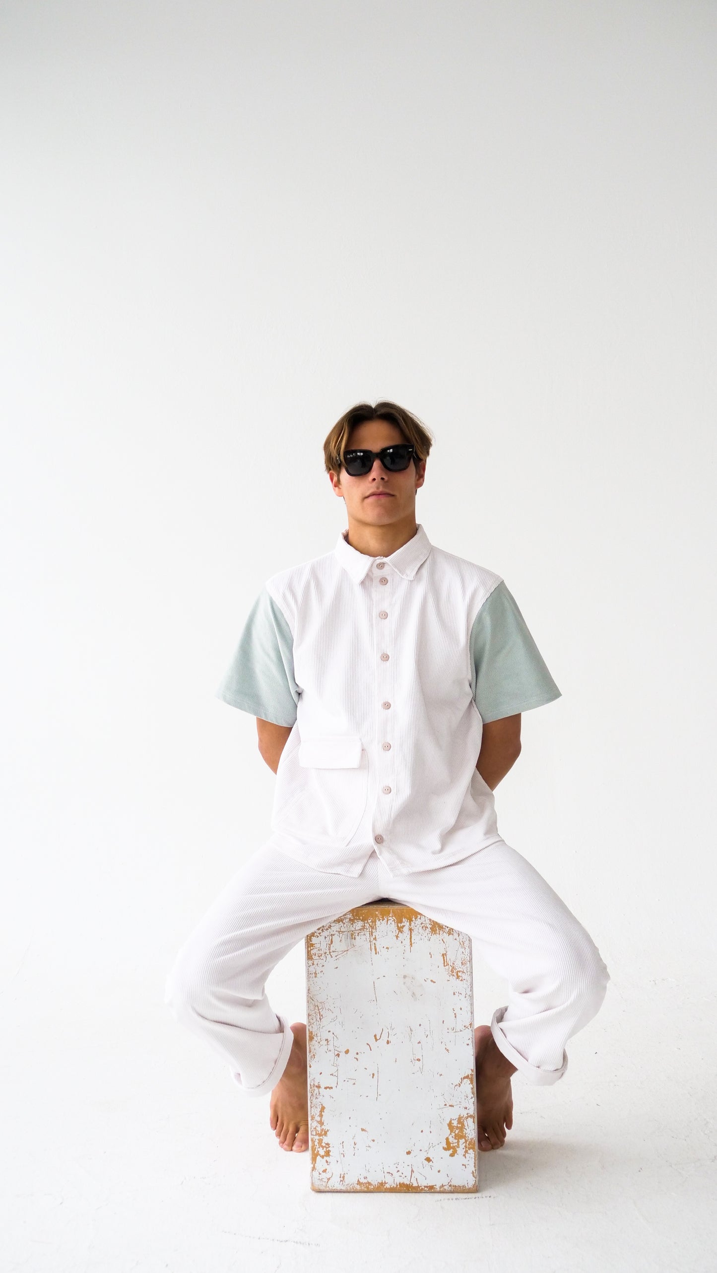 Box Shirt // White & Green