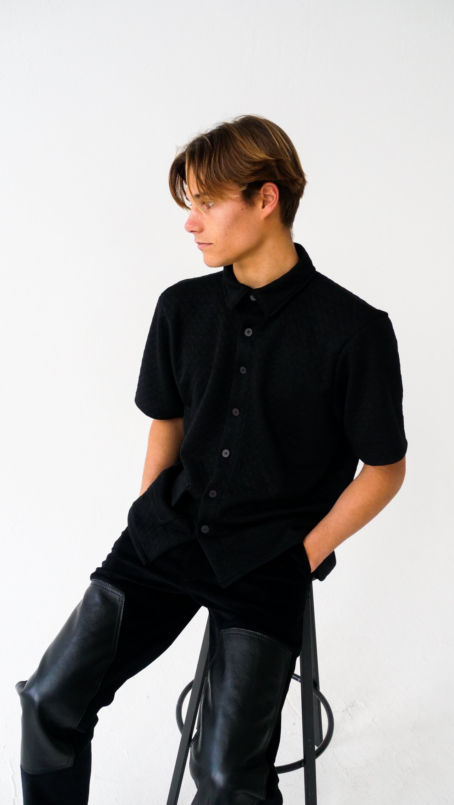 Box Shirt // Black Stretch